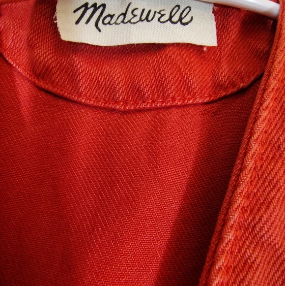 Madewell Crop Denim Overalls, Women Orange, Sleeveless, Pockets, Wide Leg, 14 - Picture 2 of 13